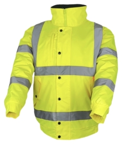 A photo of Yellow Hi Vis Padded Bomber Jacket EN20471