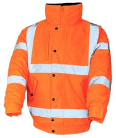 A photo of Orange Hi Vis Padded Bomber Jacket EN20471 & RIS-3279-TOM