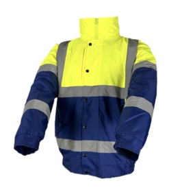 A photo of Yellow & Navy Hi Vis Padded Bomber Jacket