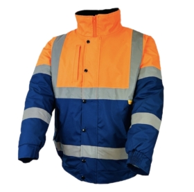 A photo of Navy & Orange Superior Hi Vis Padded Bomber Jacket EN20471