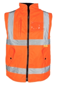 A photo of Orange Hi Vis Reversible Fleece Lined Body Warmer EN20471 & RIS-3279-TOM