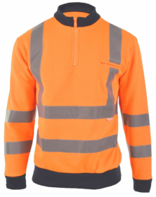 A photo of Hi Vis Orange Sweatshirt with Navy Trim EN20471